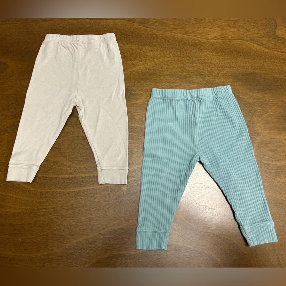2 Ct Baby Boys 6-9 Months Cloud Island Pants‎ Green And Gray (0242)